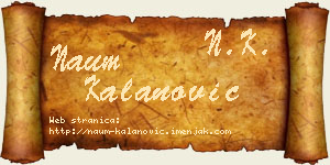 Naum Kalanović vizit kartica